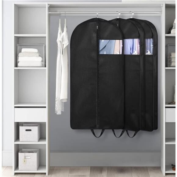 Suit Garment Bags 3 Pack Hanging Closet Travel Coat Jacket Shirt Storage Covers - Picture 2 of 7